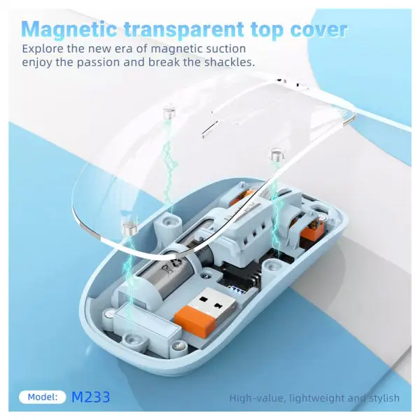 Transparent Magnetic Mouse Dual-mode Rechargeable BT Wireless 2.4ghz Usb Gaming Portable Mouse For Laptop Tablet PC Notebook - Image 4