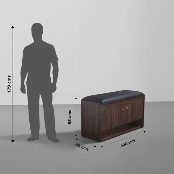 Comfy Footsie l Engineered SFSSSt, Comfortable Closed Shoe Cabinet for Home and Office (2 Door, 15 Pair, Dark Walnut) - Image 3