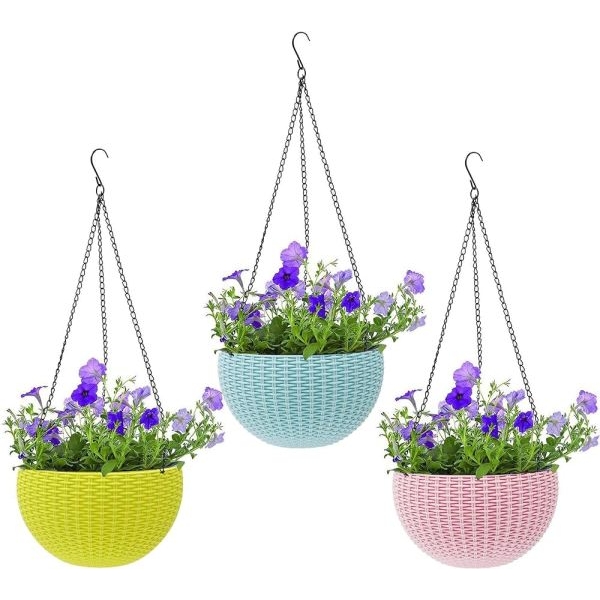 4 Pieces Multicolor Hooked Hanging Flower Pot -6 Inch - Image 3