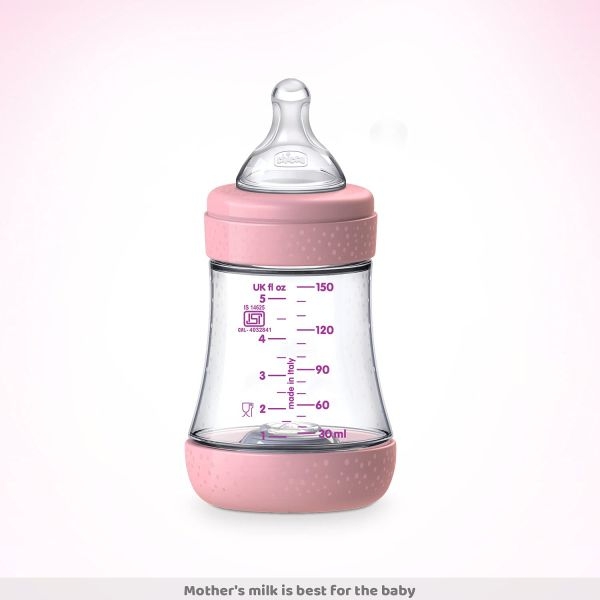 Chicco Perfect 5 150ml Biofunctional Feeding Bottle, Advanced Anti-Colic System, BPA Free, Hygienic Silicone Teat (Pink) - Image 4