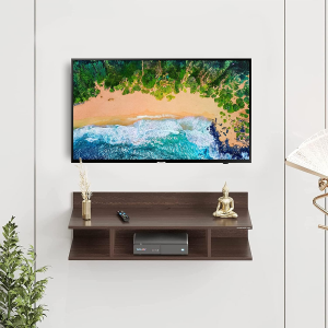 Furniture Cafe Wooden TV Cabinet Wall Shelves, Set Top Box Stand TV Stand Wall Shelf for Living Room Stylish Hanging Rack Organizer Home Decor Furniture (Colour Brown)