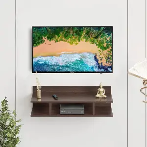 Furniture Cafe Wooden TV Cabinet Wall Shelves, Set Top Box Stand TV Stand Wall Shelf for Living Room Stylish Hanging Rack Organizer Home Decor Furniture (Colour Brown)