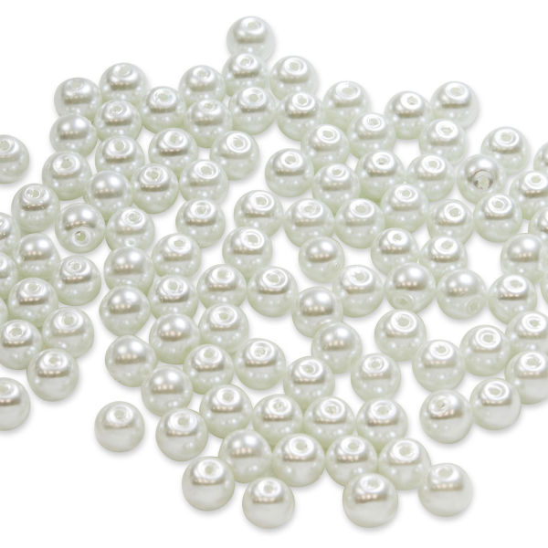 6mm 50 Gram Packet Round White Pearl Plastic Beads - Image 2
