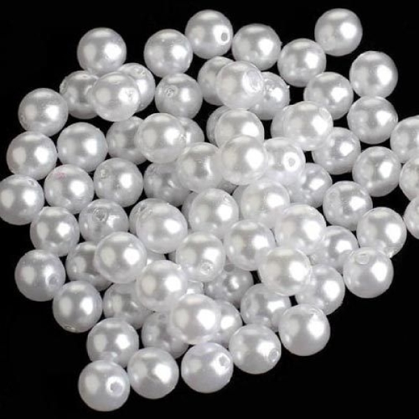 6mm 50 Gram Packet Round White Pearl Plastic Beads - Image 4