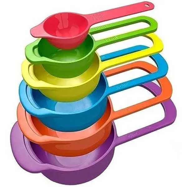 6pc Measuring Cups and Spoons Set – Plastic Baking Tools with Scale for Cooking and Baking, Measuring Cup - Image 2