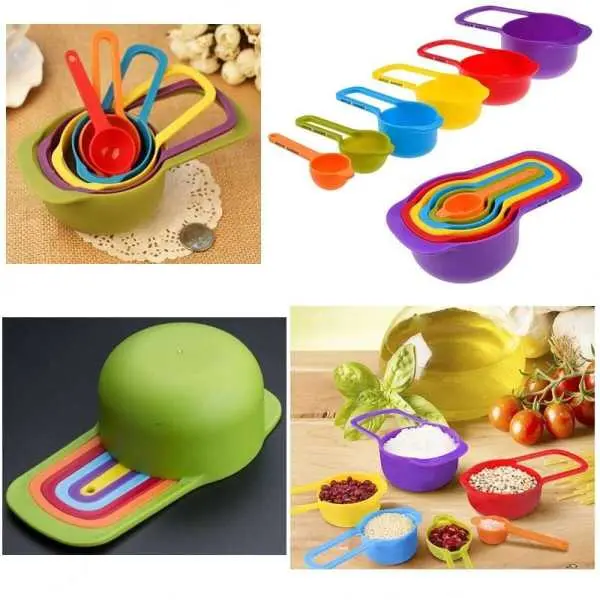 6pc Measuring Cups and Spoons Set – Plastic Baking Tools with Scale for Cooking and Baking, Measuring Cup - Image 3