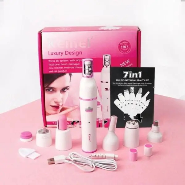 7 IN 1 Electric Massage Facial Cleanser Electric Brush Female Epilator Shaver Women's Waterproof Facial Care Tool - Image 2