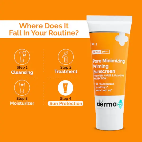 The Derma Co. Pore Minimizing Priming Sunscreen With Spf 50 & Pa+++ For Open Pores & Uva/Uvb Protection - 50G - Image 3
