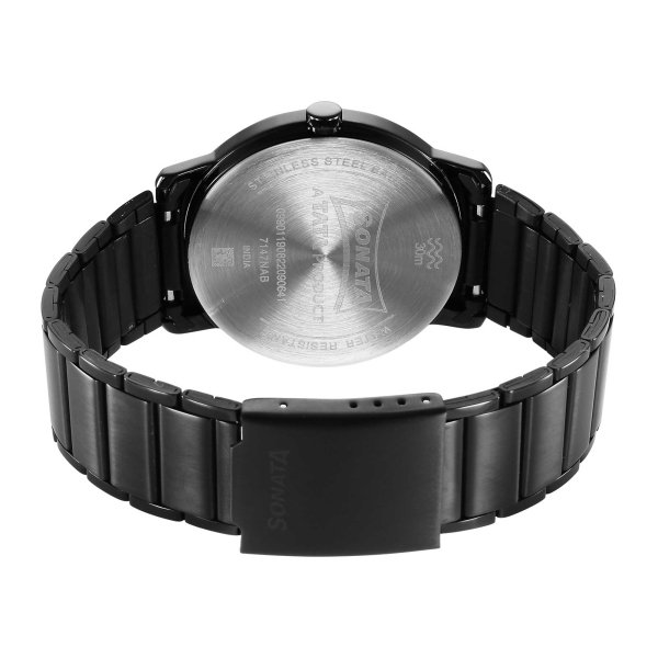 Sleek Black Dial Analog with Day and Date Watch for Men - Image 4