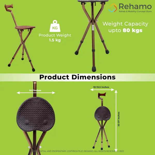 Walking Stick with Seat for Seniors 2-in-1 Walk & Rest Cane Stool - Image 5