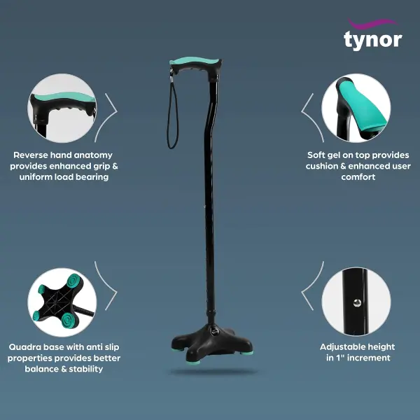 Tynor Quadra Stick, Silver, Universal Size, 1 Unit - Image 3