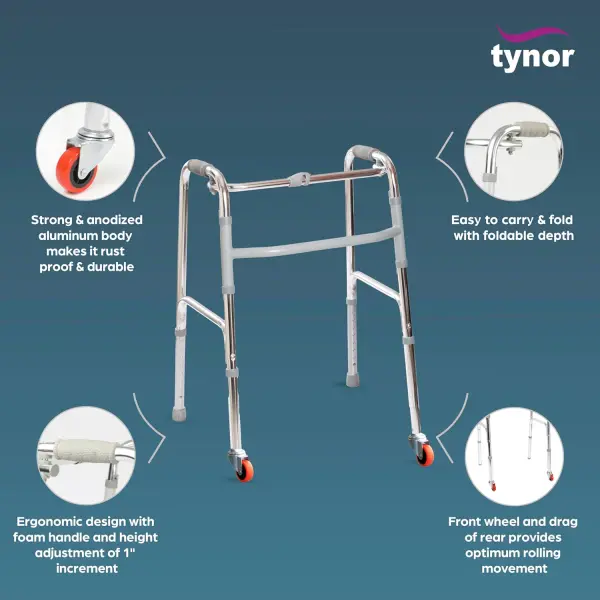 TYNOR Walker Invalid's Front Wheels, Silver, Universal Size- HD - Image 3