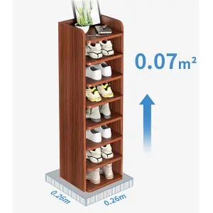 Simple Wooden Shoe Cabinet Multi-layer 10 Pair Shoe Rack Organizer In Brown (4ft)