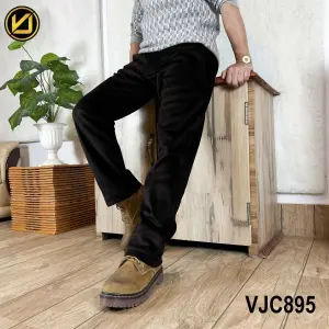 VIRJEANS (VJC895) Corduroy Inner Fur Pant For Men-Black