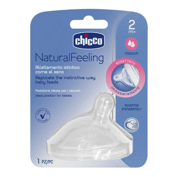 Chicco Natural Feeling Medium Flow Teat 2 Months + - Image 2