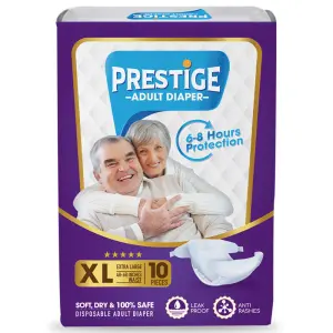 Prestige Adult Tape Style Diaper - XL (48-68 Inches Waist), Pack of 10Pieces