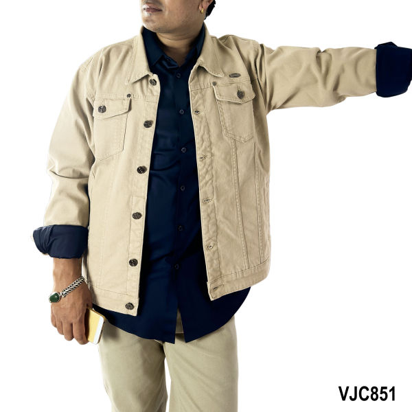 VIRJEANS (VJC851) Stretchable Cotton Jacket For Men-Khaki - Image 5