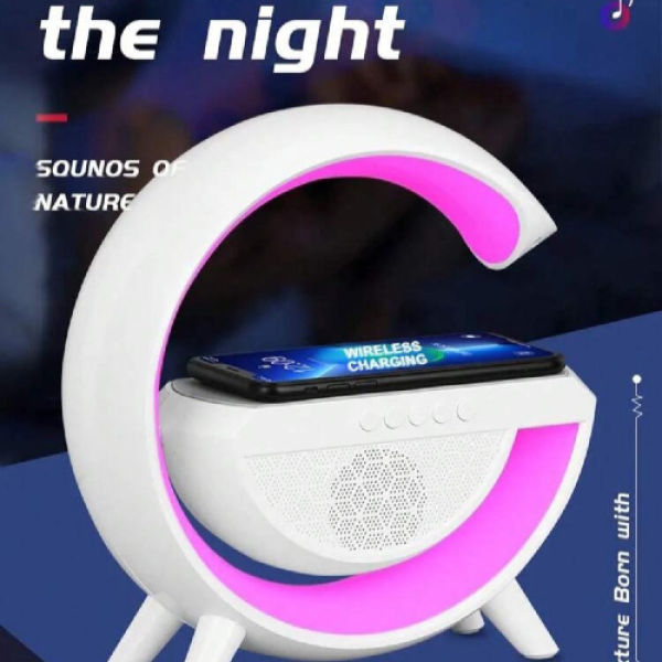 BT Speaker with RGB Night Light, FM Radio & Wireless Charger for Phones, Extra Long Standby, Supports AUX Play, USB Play & TF Play - Image 3