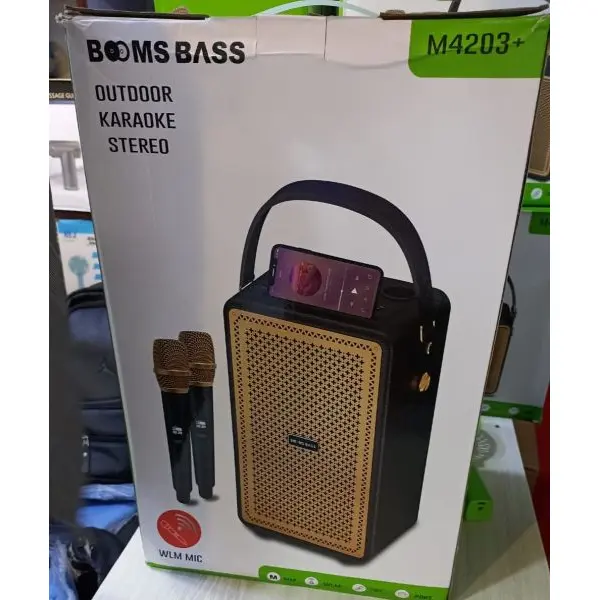 (1 Piece) M4203+Boomsbass Wireless Deep Bass Outdoor Party Karaoke Bluetooth LV Speaker Vintage - Image 3