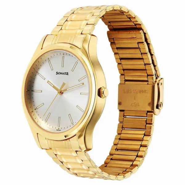 Sonata Traditional Essentials Quartz Analog Silver Dial Stainless Steel Strap Watch for Men - Image 2