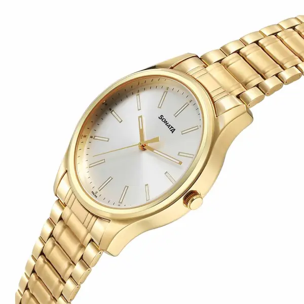 Sonata Traditional Essentials Quartz Analog Silver Dial Stainless Steel Strap Watch for Men - Image 3