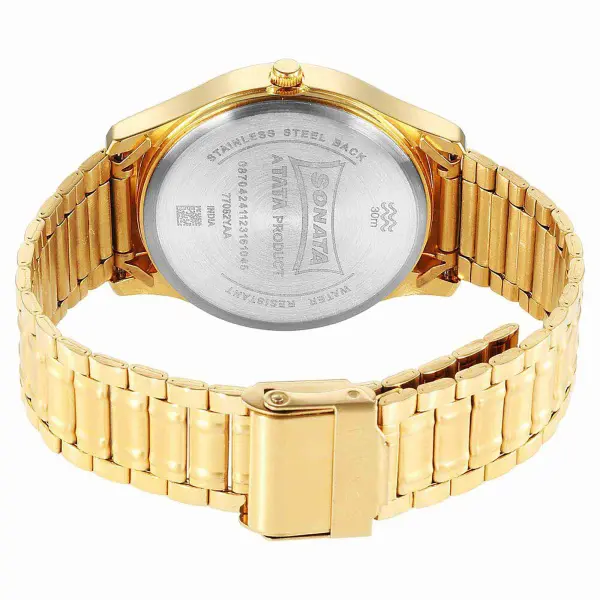 Sonata Traditional Essentials Quartz Analog Silver Dial Stainless Steel Strap Watch for Men - Image 4