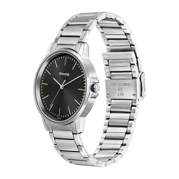 Sonata Essential 2020 Gents Strap Material Metal Dial Colour Grey 77083SM05 - Image 2