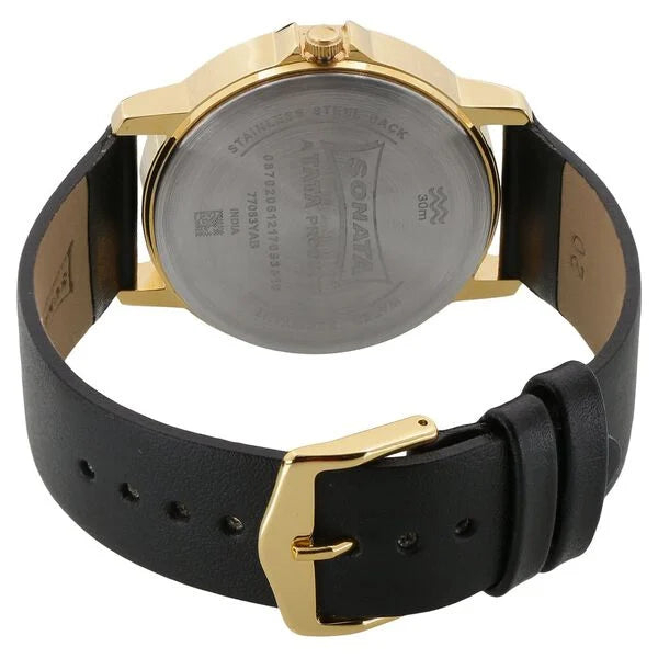 Sonata Quartz Analog with Day and Date White Dial Leather Strap Watch for Men - Image 4