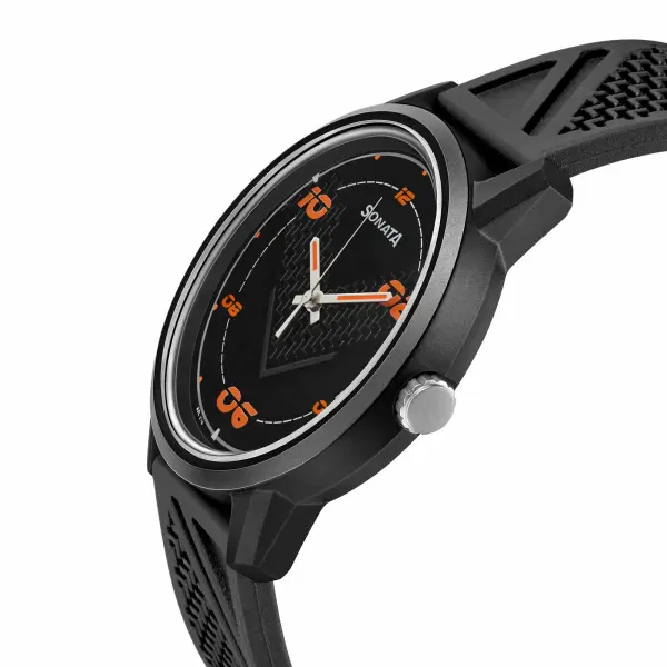 Sonata Black Dial Silicone Strap Analog Watch for Men - Image 3