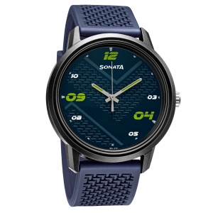 Sonata Blue Dial Silicone Strap Analog Watch for Men