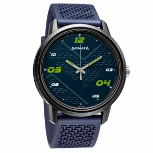 Sonata Blue Dial Silicone Strap Analog Watch for Men