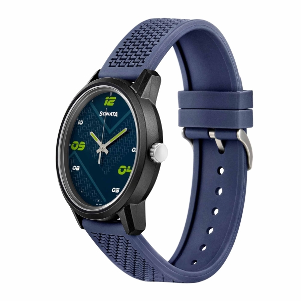 Sonata Blue Dial Silicone Strap Analog Watch for Men - Image 2