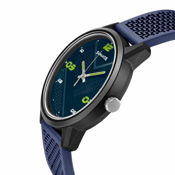 Sonata Blue Dial Silicone Strap Analog Watch for Men - Image 3