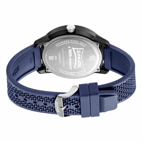 Sonata Blue Dial Silicone Strap Analog Watch for Men - Image 4