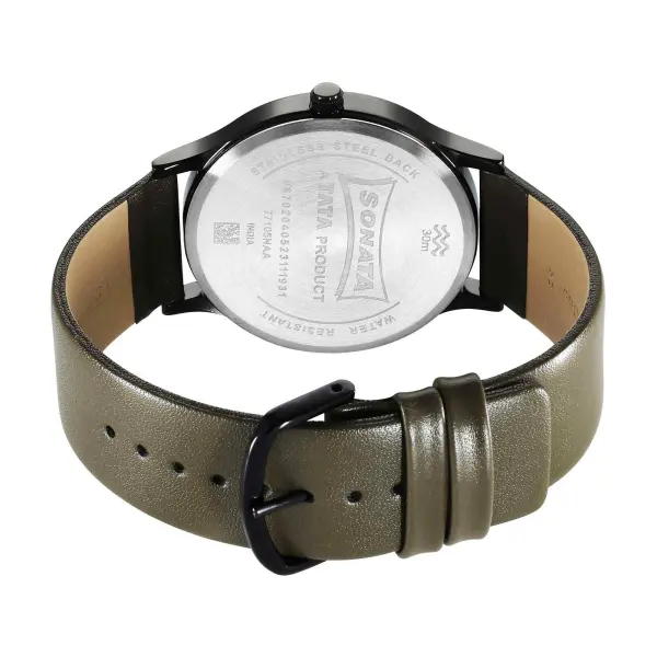 Sonata Aspire Quartz Analog Green Dial Leather Strap Watch for Men - Image 4