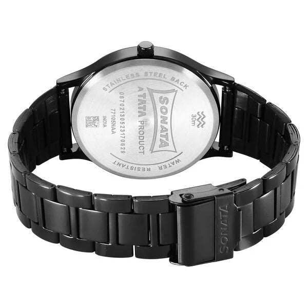 Sonata Black Dial Stainless Steel Strap Analog Watch for Men - Image 4