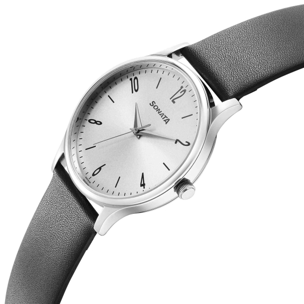 Sonata Aspire Quartz Analog Grey Dial Leather Strap Watch for Men - Image 2
