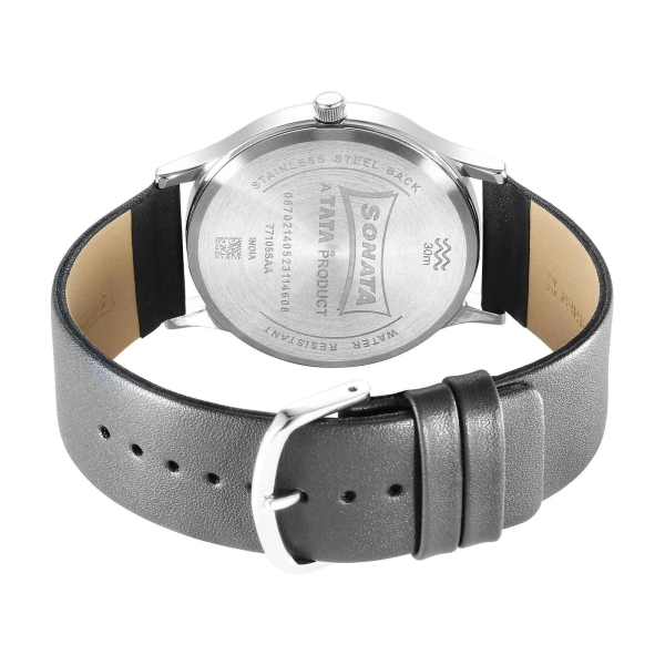 Sonata Aspire Quartz Analog Grey Dial Leather Strap Watch for Men - Image 4
