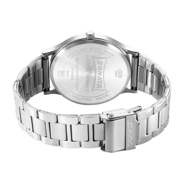 Sonata Aspire Quartz Analog Blue Dial Stainless Steel Strap Watch for Men - Image 4