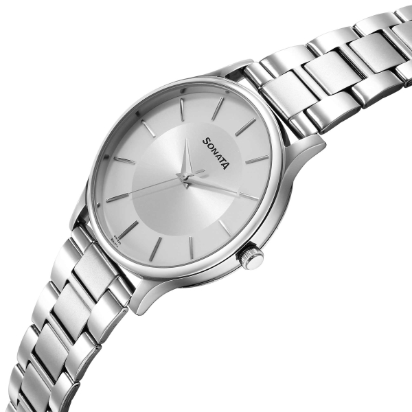 Sonata Aspire Quartz Analog Silver Dial Stainless Steel Strap Watch for Men - Image 2