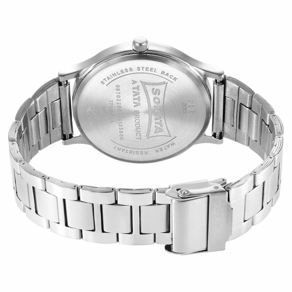 Sonata Blue Dial Silver Stainless Steel Strap Analog Watch for Men - Image 4