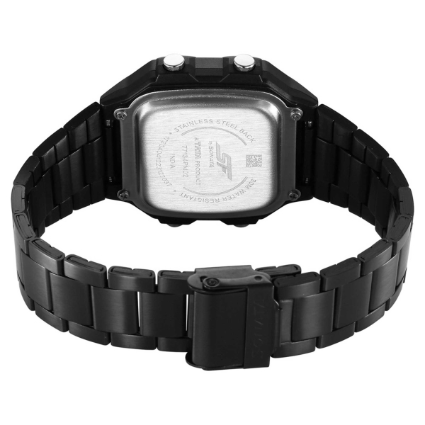 SF Hexa Metal Digital Black Dial Black Stainless Steel Strap Unisex Watch - Image 4