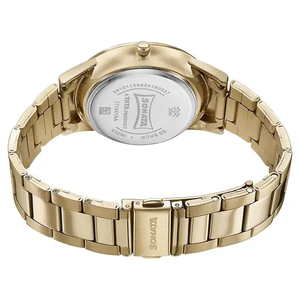 Sonata Green Dial Golden Metal Strap Analog Watch for Men - Image 5
