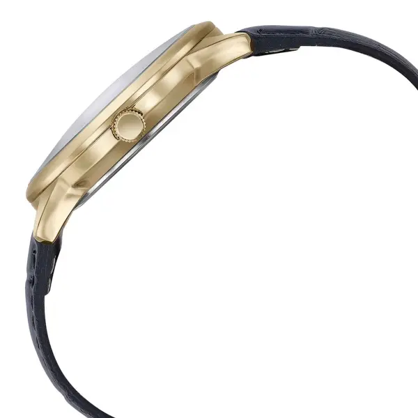 Sonata Fashion Golden Dial Black Leather Strap Analog with Date Watch for Men - Image 4