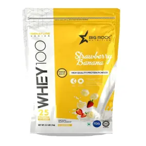 Bigrock Nutrition Whey 100 Whey Protein 33 Serving 1 kg (Straberry Banana Flavour)
