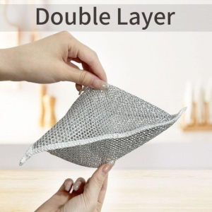 Pack of 5 Multipurpose Wire Dishwashing Rags for Wet and Dry Stainless Steel Scrubber for Utensils Non-Scratch Wire Dishcloth for Washing Dishes Sinks Counters Easy Rinsing Machine Washable