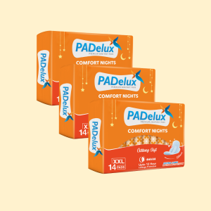 PADelux Sanitary Pads Comfort Nights XXL-14 Pads Soft and Cottony (Pack of 3)