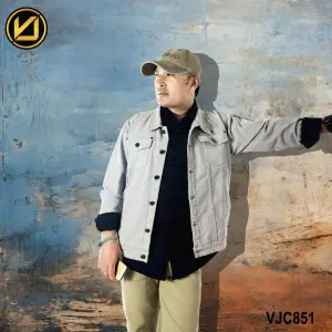 VIRJEANS (VJC851) Stretchable Cotton Jacket For Men-Light Grey