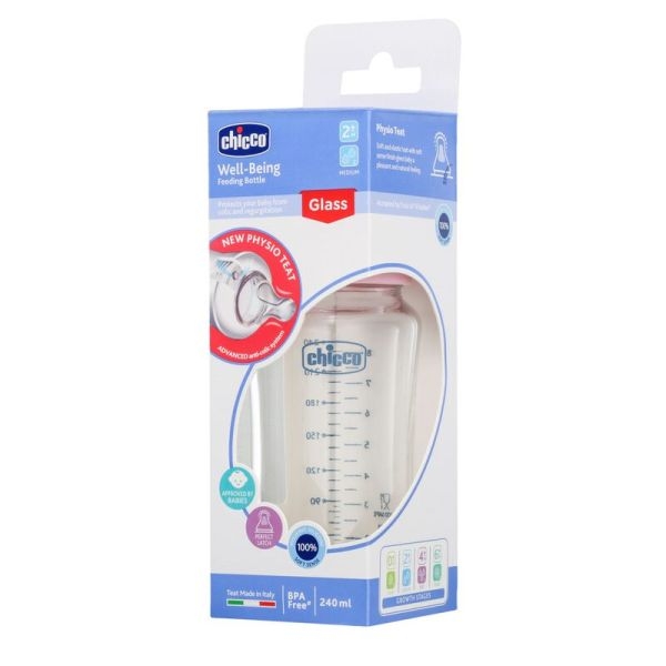 Chicco Well-Being Glass Feeding Bottle (240ml, Medium Flow) (Pink) - Image 4