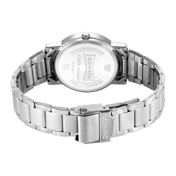 Sonata Classic Quartz Analog Blue Dial Silver Stainless Steel Strap Watch for Men - Image 4